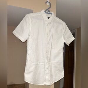 Mens White Short Sleeve Button Down